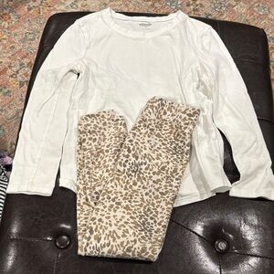 Old Navy Cream and Brown Leopard Print Matching Set
